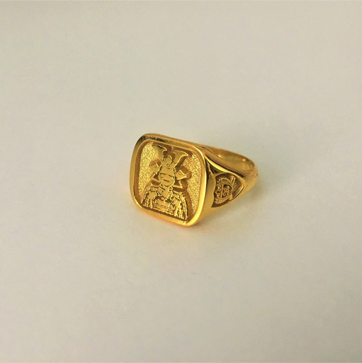 Custom Gold Plated Signet Ring, Solid 925 Gold Plated Ring, Family Crest Ring, Coat of Arm Ring, Heraldic Ring, Personalized & Customized