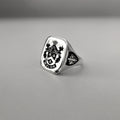 Custom Cushion Square Family Crest 925 Sterling Silver Ring, Personalized Signet Ring