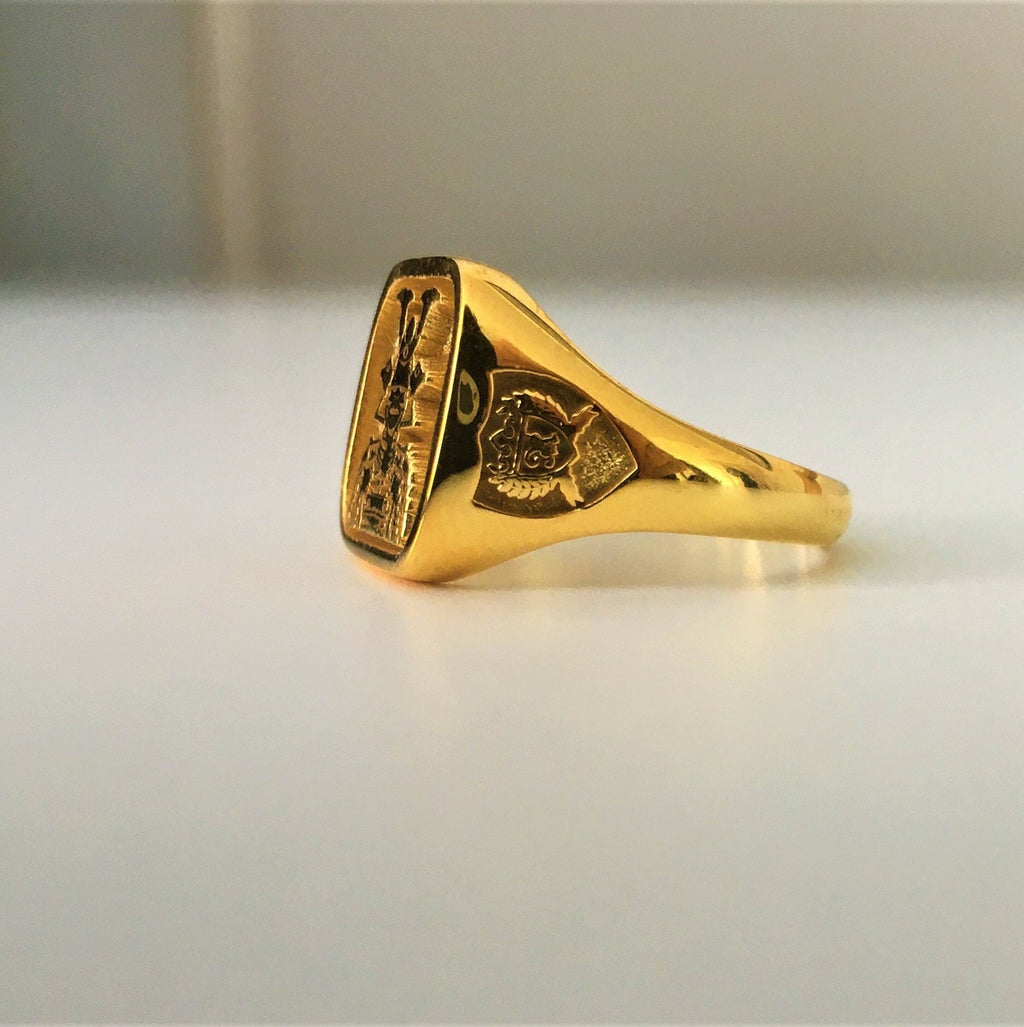 Custom Gold Plated Signet Ring, Solid 925 Gold Plated Ring, Family Crest Ring, Coat of Arm Ring, Heraldic Ring, Personalized & Customized