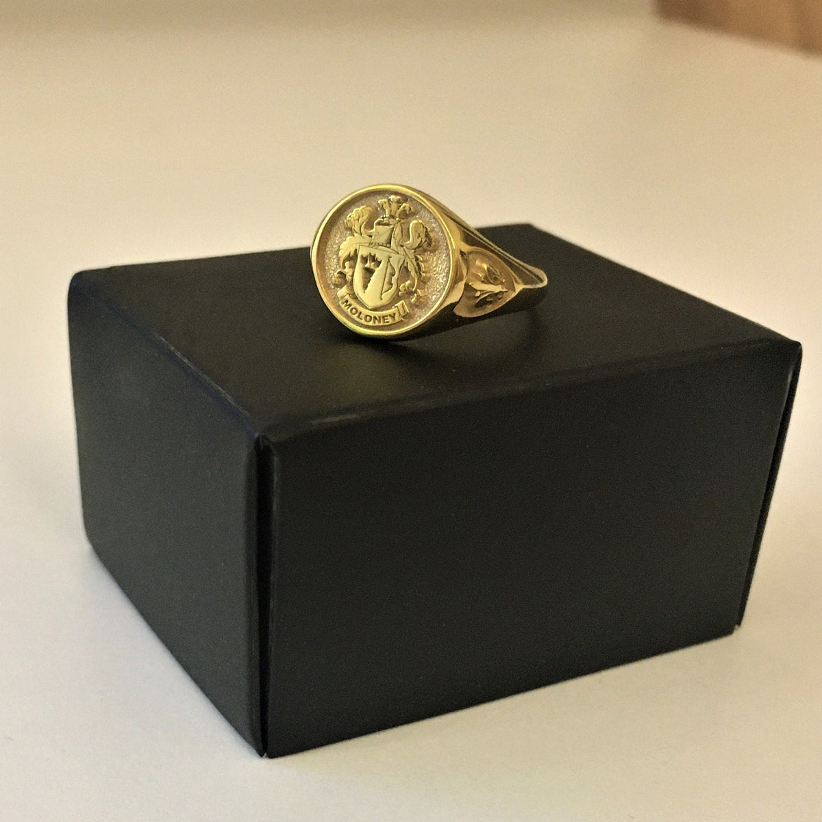 Custom Gold Plated Sterling 925 Silver Signet Ring, Family Crest Engraved