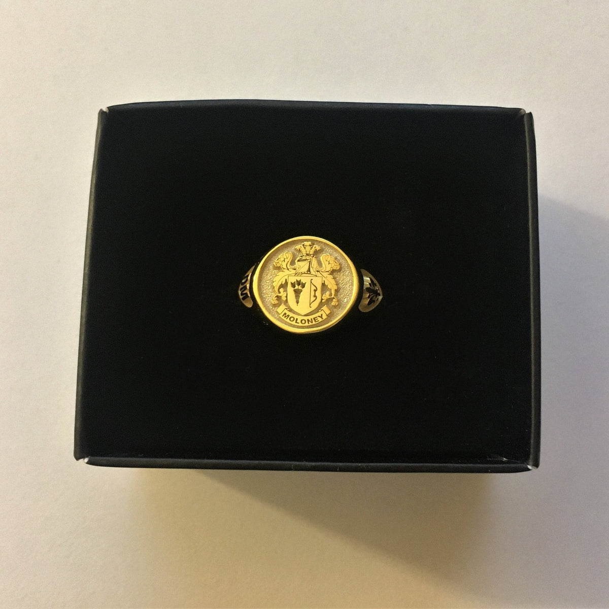 Custom Gold Plated Sterling 925 Silver Signet Ring, Family Crest Engraved