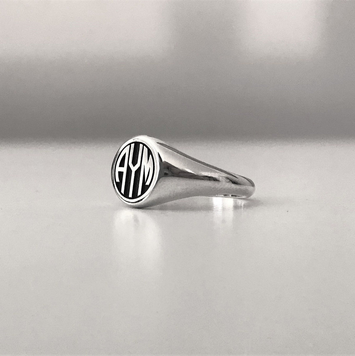 Custom Monogram Sterling Silver Signet Ring: Personalized Initial Jewelry