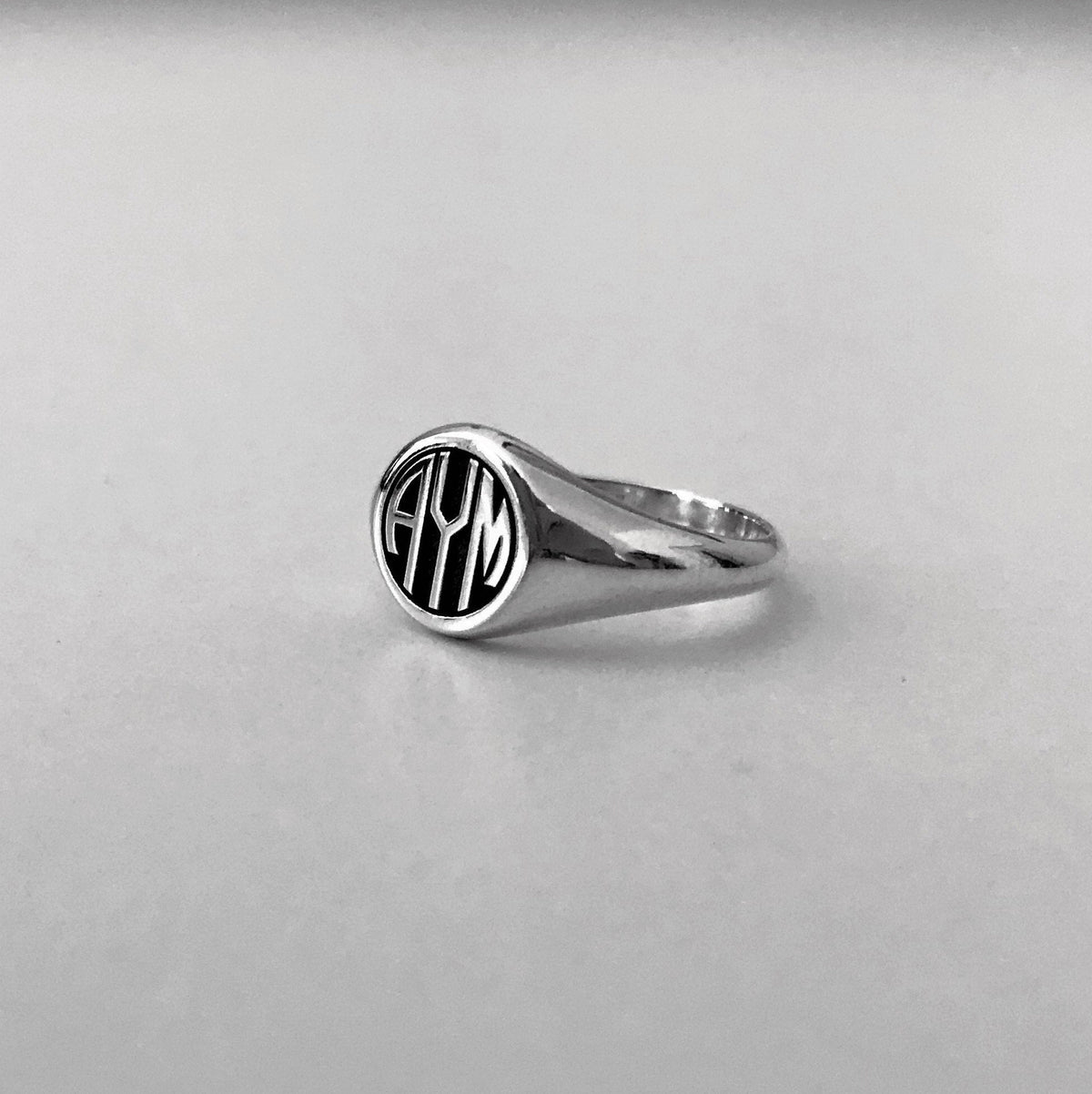 Custom Monogram Sterling Silver Signet Ring: Personalized Initial Jewelry