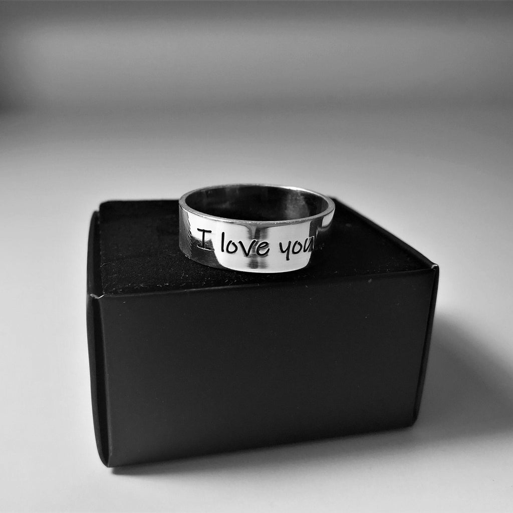 Custom 925 Sterling Silver Band Ring: Engraved Name, Fingerprint, Personalized & Customized Logo Ring