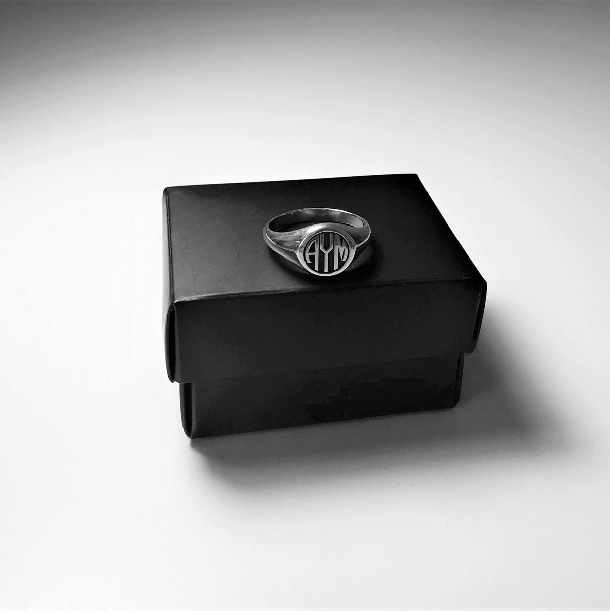 Custom Monogram Sterling Silver Signet Ring: Personalized Initial Jewelry