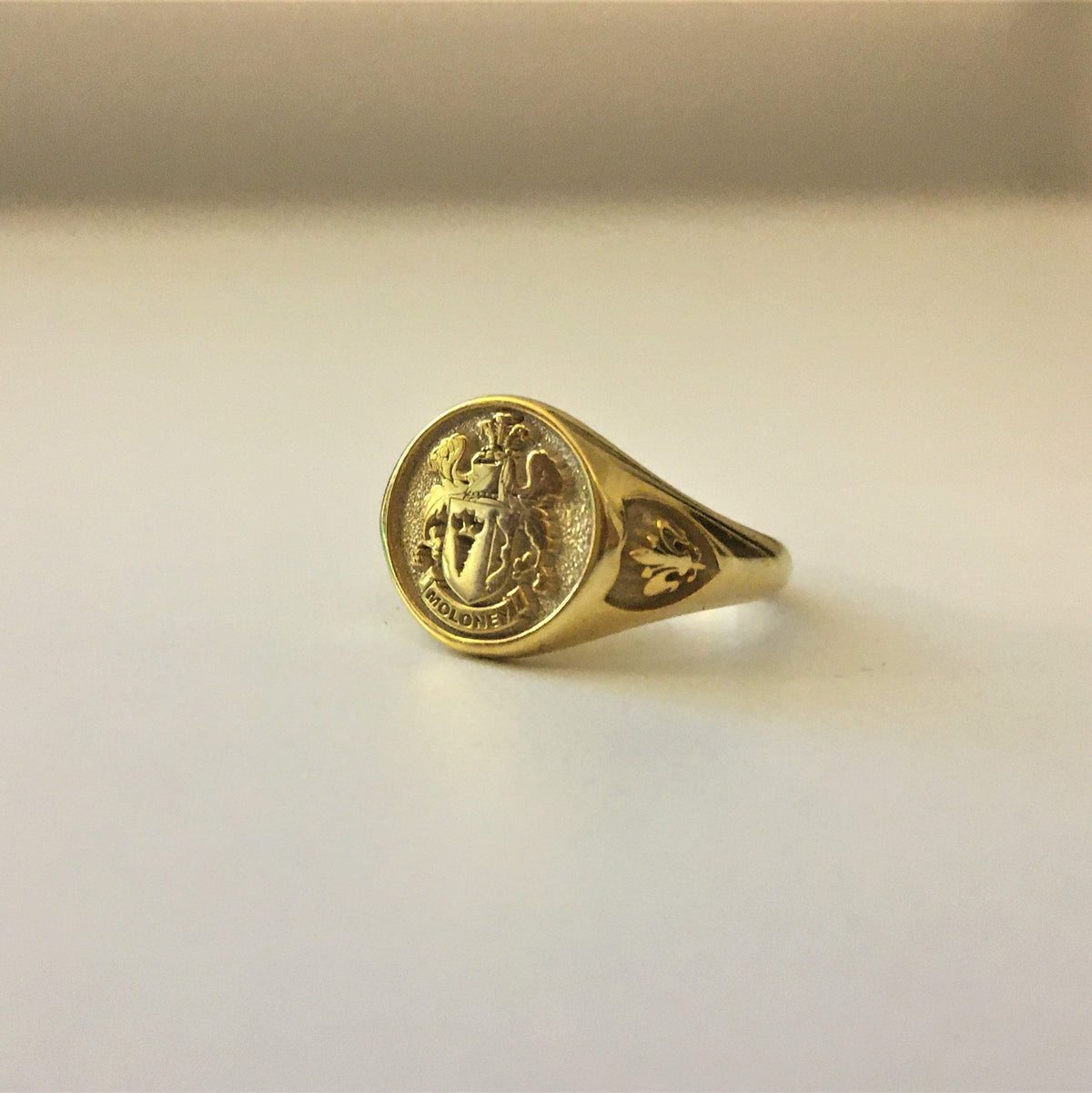Custom Gold Plated Sterling 925 Silver Signet Ring, Family Crest Engraved