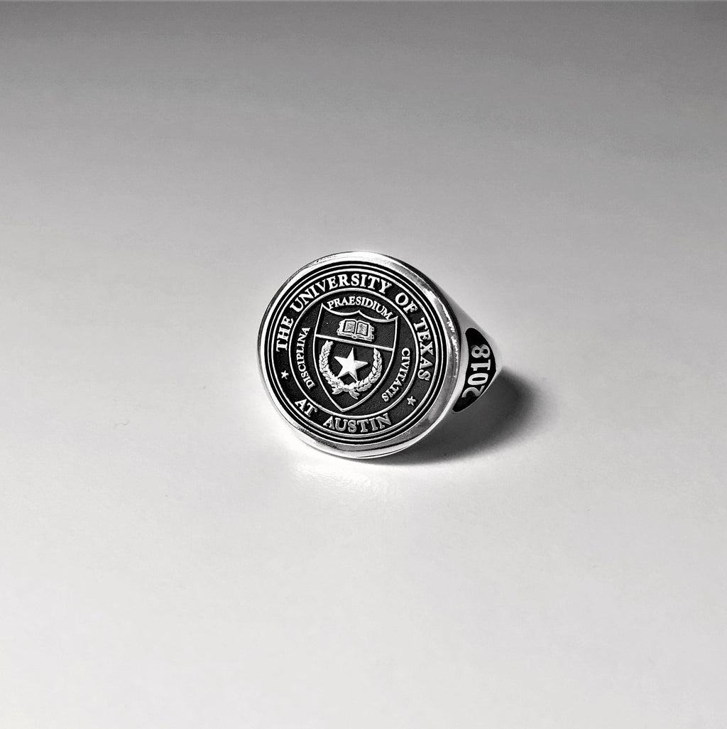 Custom Sterling 925 Silver College Signet Ring, Graduation Gift
