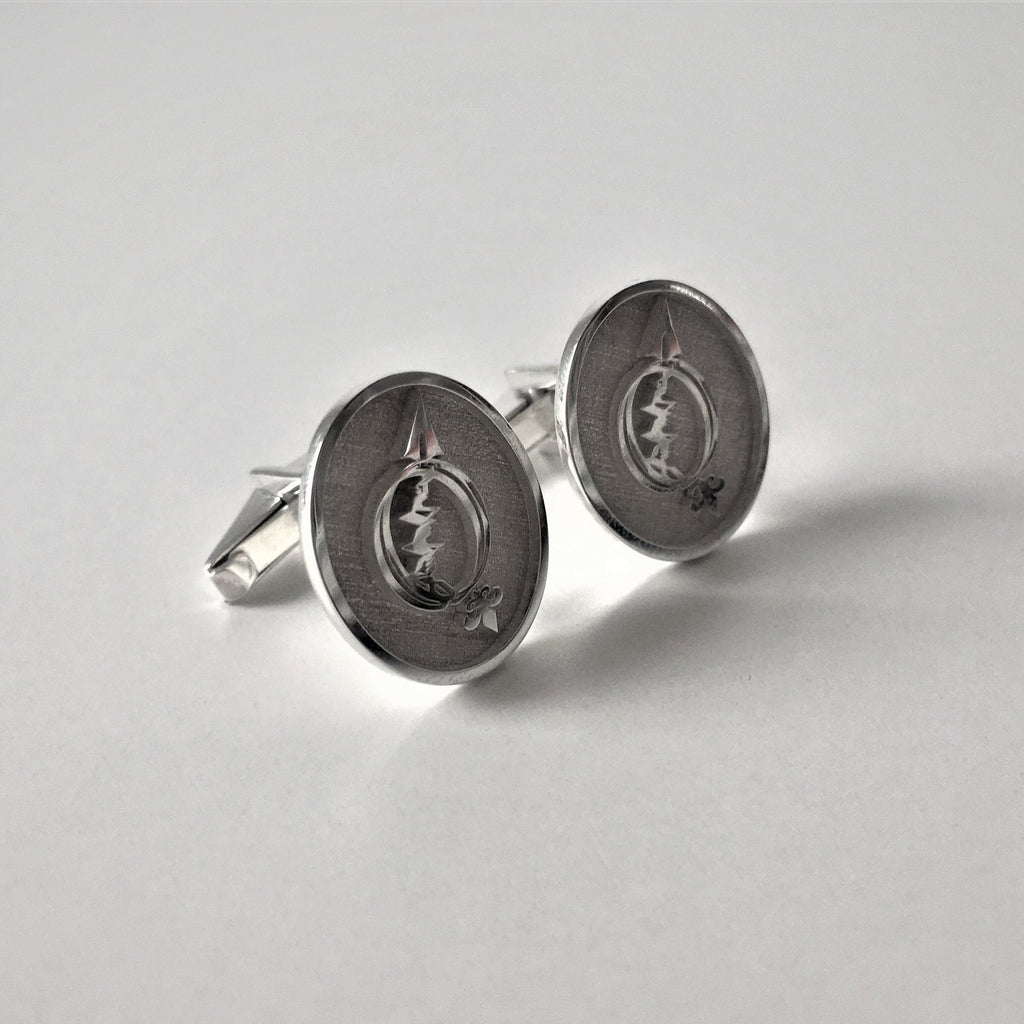 Custom Solid 925 Sterling Silver Cufflinks, Family Crest, Coat of Arms, Personalized Cufflinks