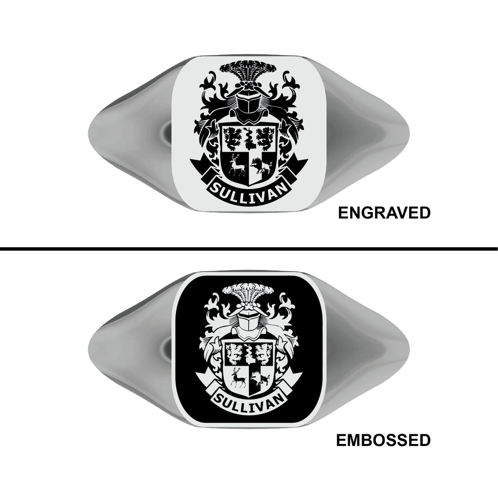 Custom Cushion Square Family Crest 925 Sterling Silver Ring, Personalized Signet Ring