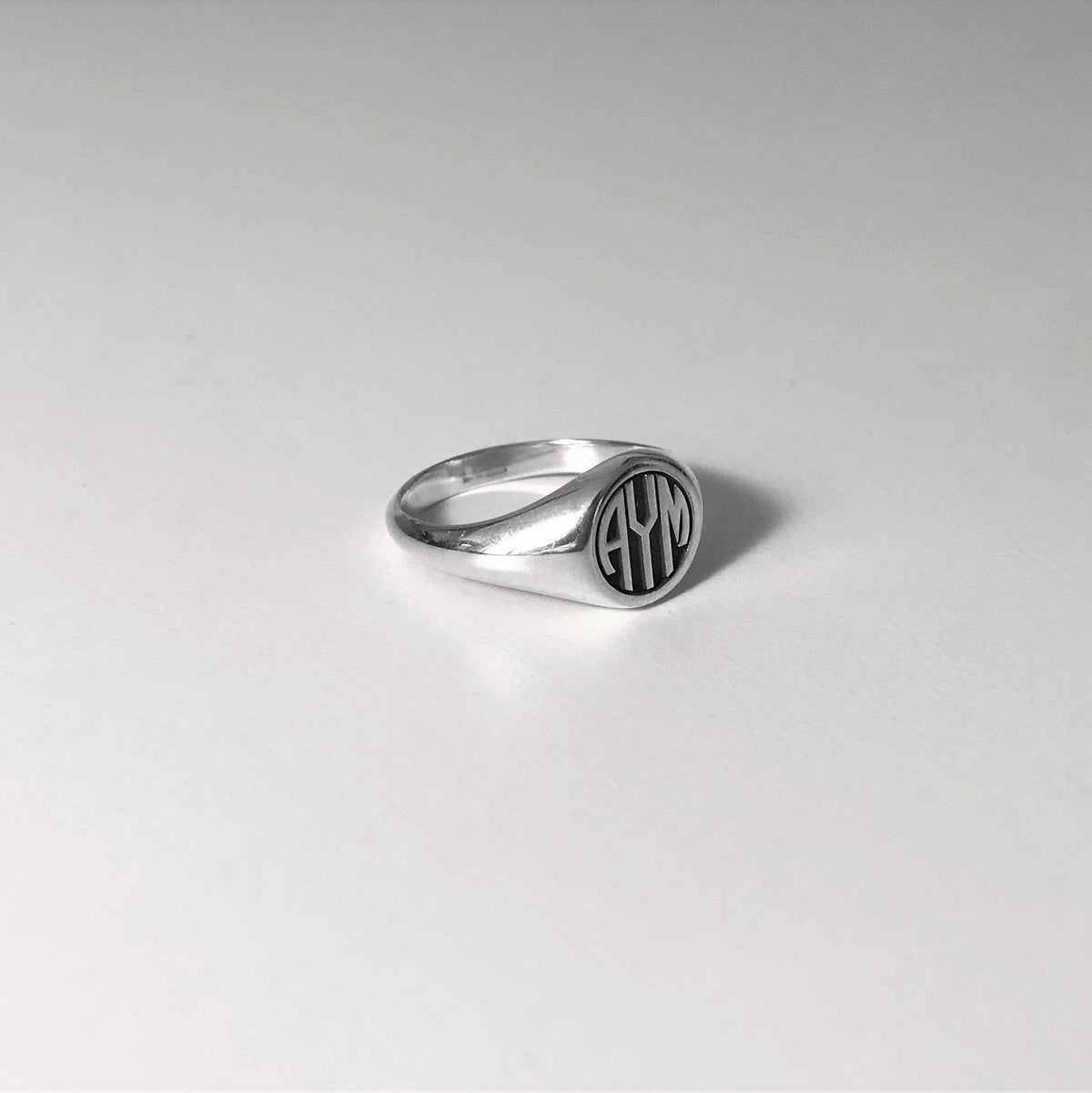 Custom Monogram Sterling Silver Signet Ring: Personalized Initial Jewelry
