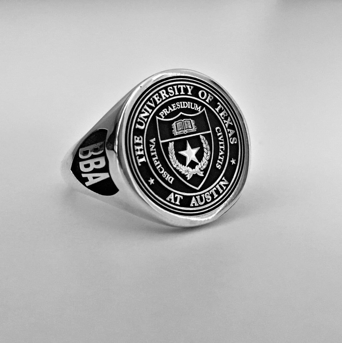 Custom Sterling 925 Silver College Signet Ring, Graduation Gift