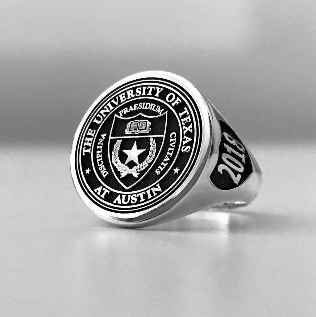 Custom Sterling 925 Silver College Signet Ring, Graduation Gift
