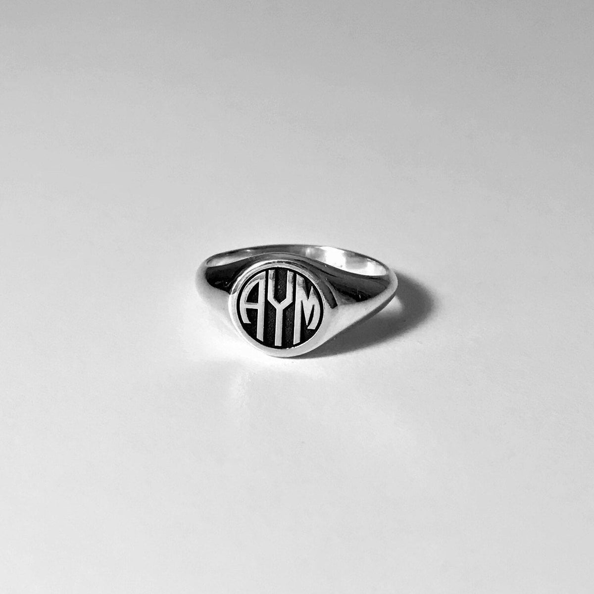 Custom Monogram Sterling Silver Signet Ring: Personalized Initial Jewelry