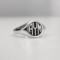 Custom Monogram Sterling Silver Signet Ring: Personalized Initial Jewelry
