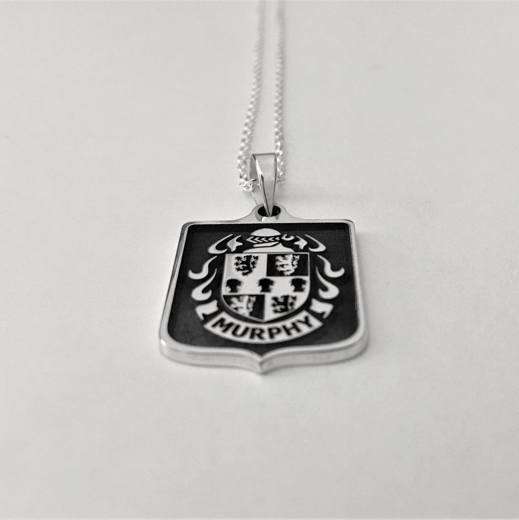 Custom Family Crest Necklace, Coat of Arms Pendant, Solid 925 Sterling Silver, Heraldic