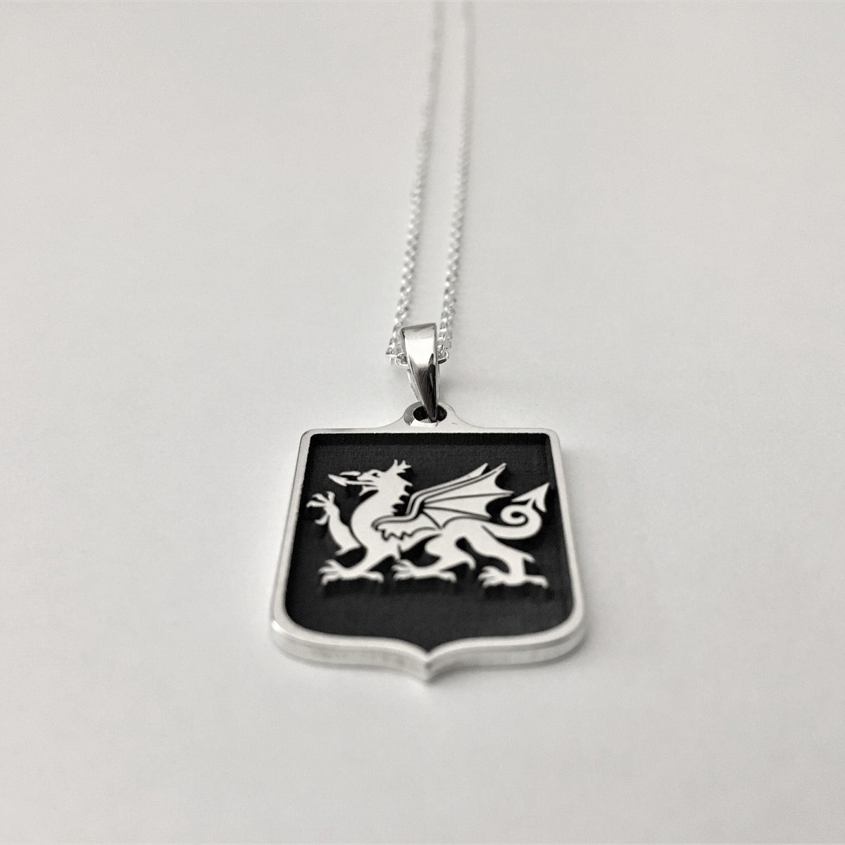 Custom Engraved Sterling Silver Necklace: Family Crest, Logo Pendant