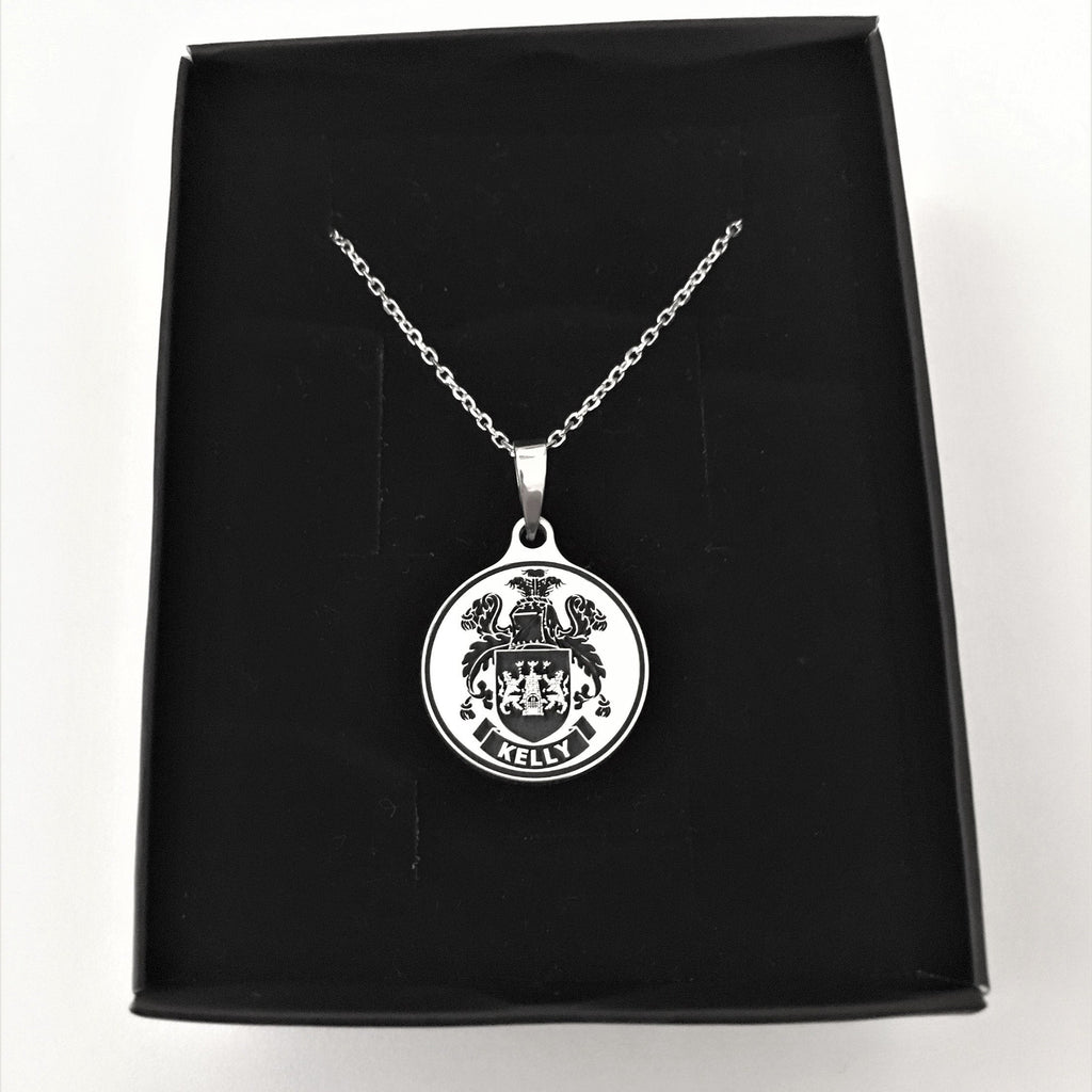 Custom Family Crest Necklace, Coat of Arms Pendant, Solid 925 Sterling Silver, Heraldic
