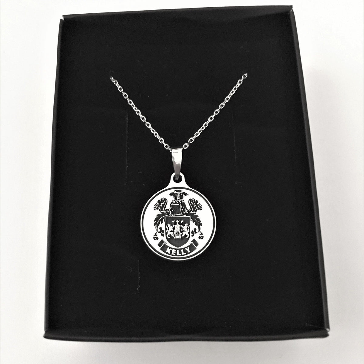 Custom Family Crest Necklace, Coat of Arms Pendant, Solid 925 Sterling Silver, Heraldic