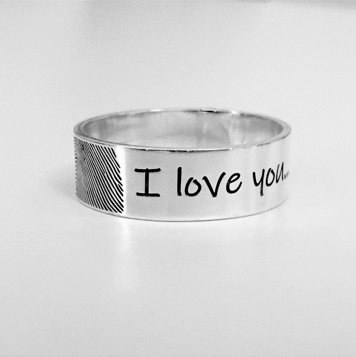 Custom 925 Sterling Silver Band Ring: Engraved Name, Fingerprint, Personalized & Customized Logo Ring