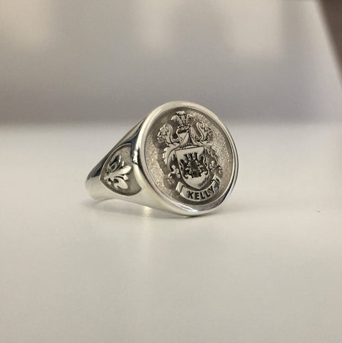 Custom 925 Sterling Silver Signet Ring, Family Crest, Coat of Arms