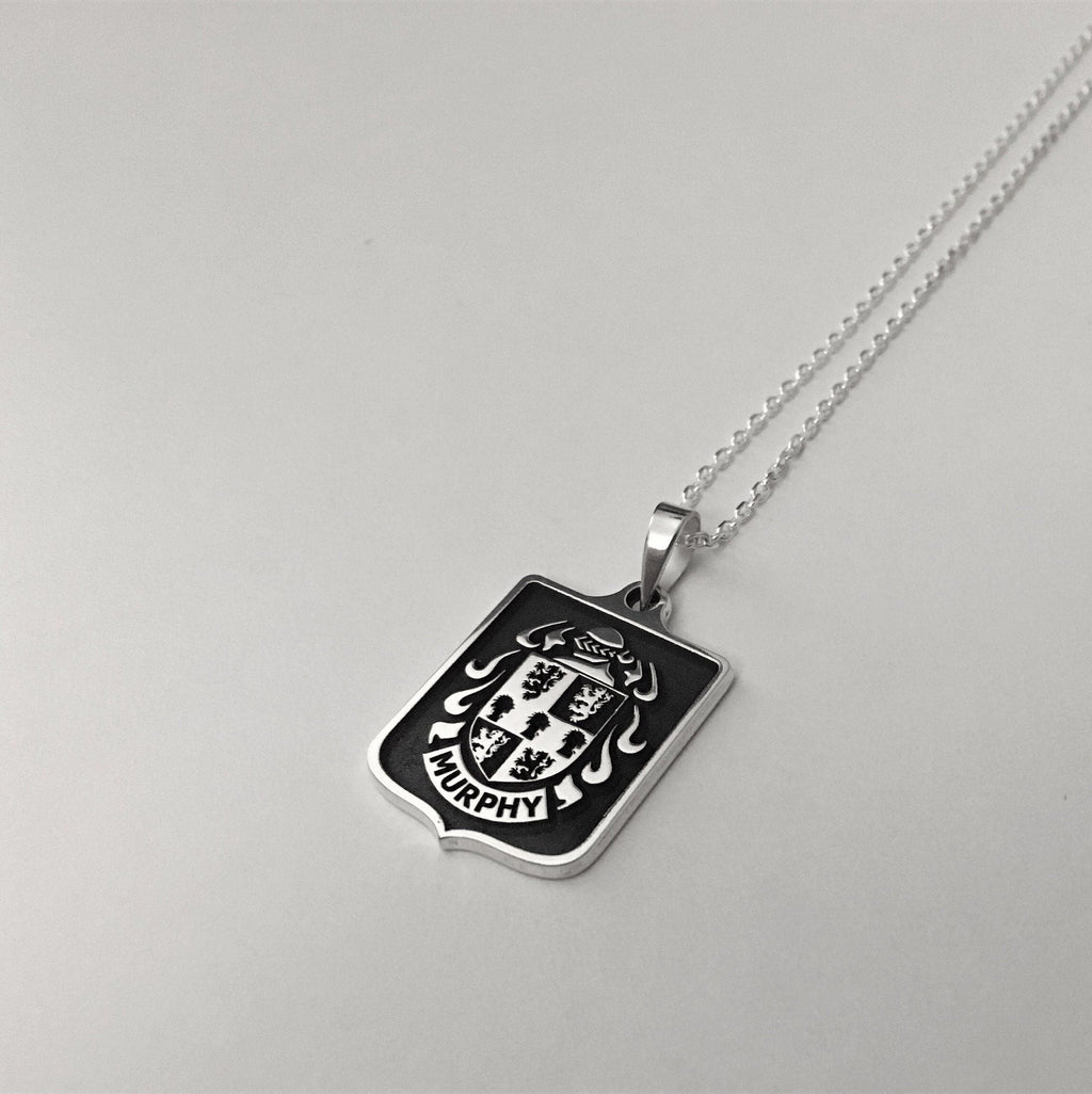 Custom Family Crest Necklace, Coat of Arms Pendant, Solid 925 Sterling Silver, Heraldic