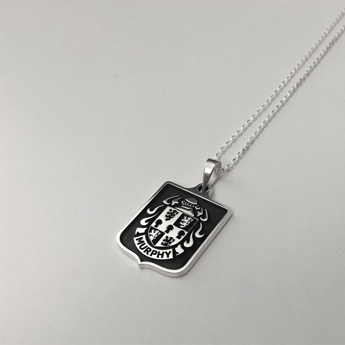 Custom Family Crest Necklace, Coat of Arms Pendant, Solid 925 Sterling Silver, Heraldic