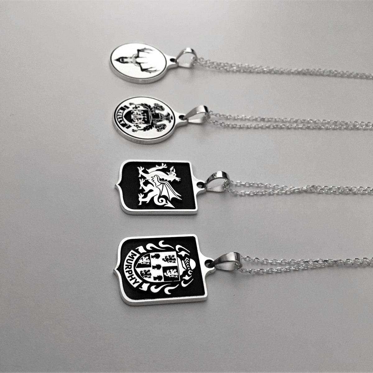Custom Family Crest Necklace, Coat of Arms Pendant, Solid 925 Sterling Silver, Heraldic