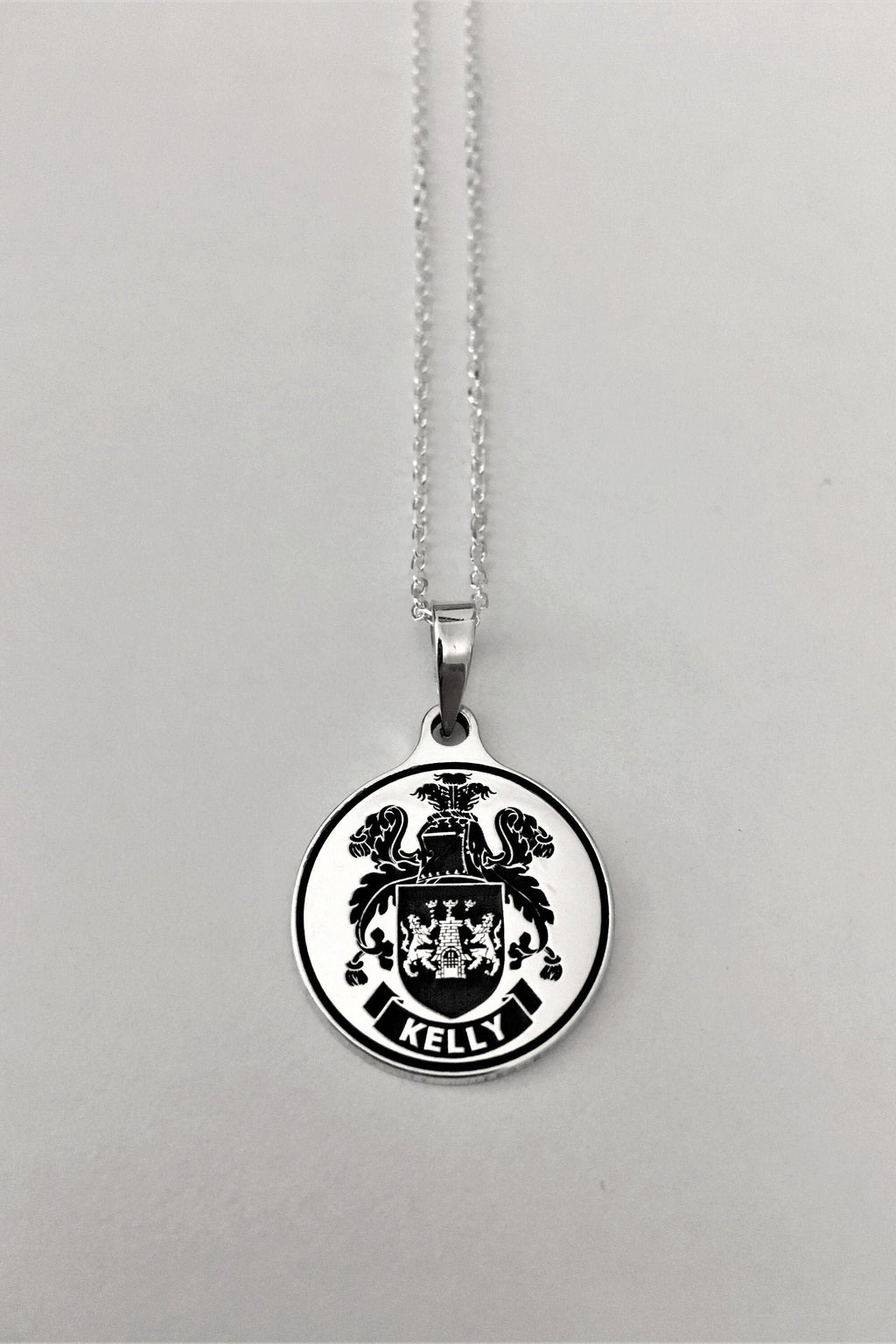 Custom Family Crest Necklace, Coat of Arms Pendant, Solid 925 Sterling Silver, Heraldic