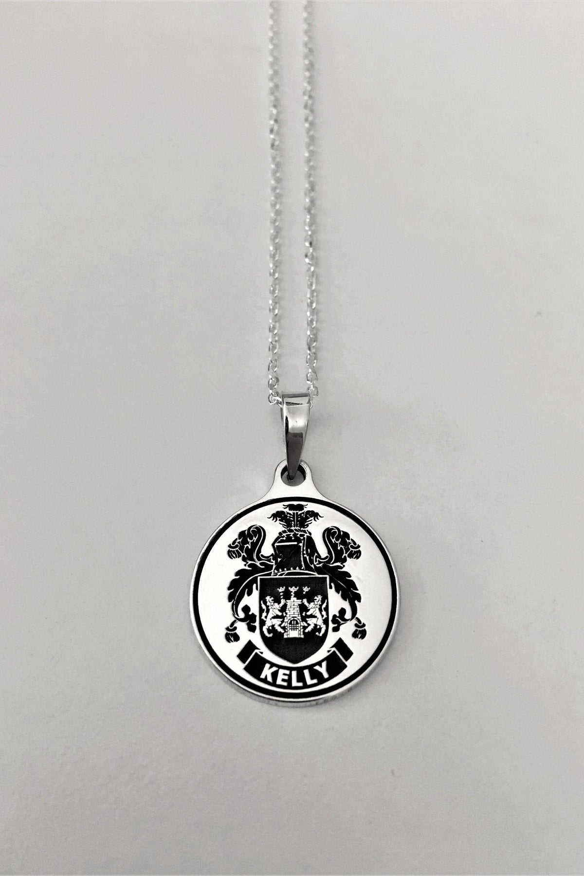 Custom Family Crest Necklace, Coat of Arms Pendant, Solid 925 Sterling Silver, Heraldic