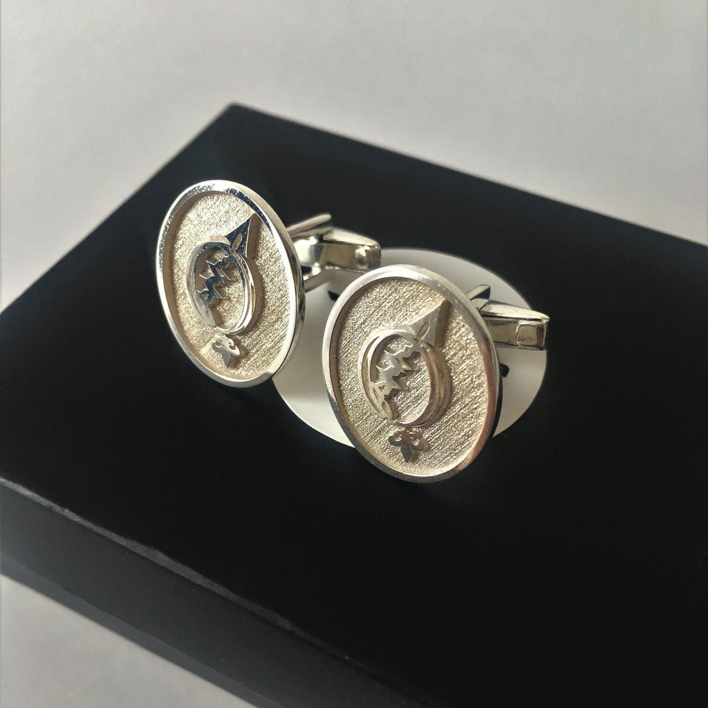 Custom Solid 925 Sterling Silver Cufflinks, Family Crest, Coat of Arms, Personalized Cufflinks