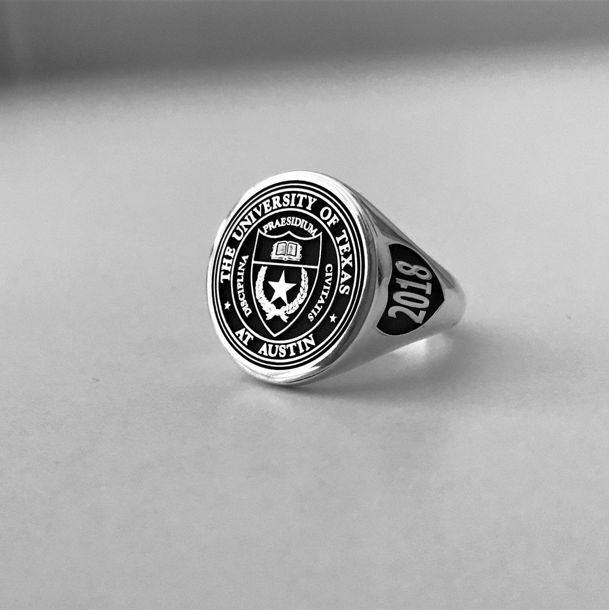 Custom Sterling 925 Silver College Signet Ring, Graduation Gift