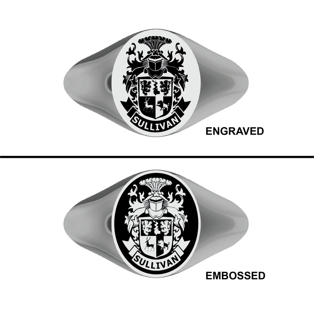 Custom Silver Signet Ring, Family Crest, 925 Sterling Silver, Heraldic Jewelry