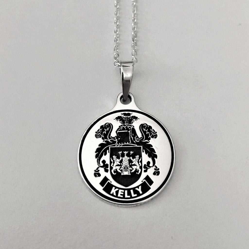 Custom Engraved Sterling Silver Necklace: Family Crest, Logo Pendant